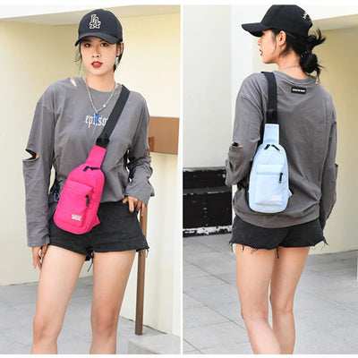 Fengdong sports chest bag for women small shoulder bag casual cross body bag woman mini outdoor sports backpack mobile phone bag